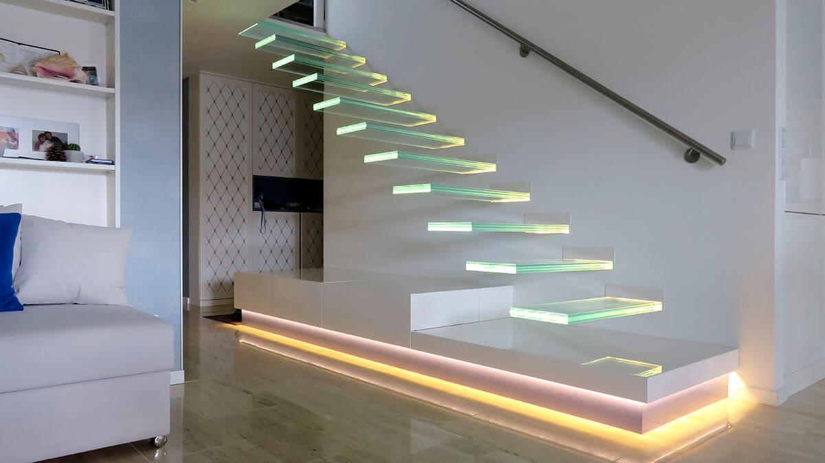 schody wspornikowe szklane